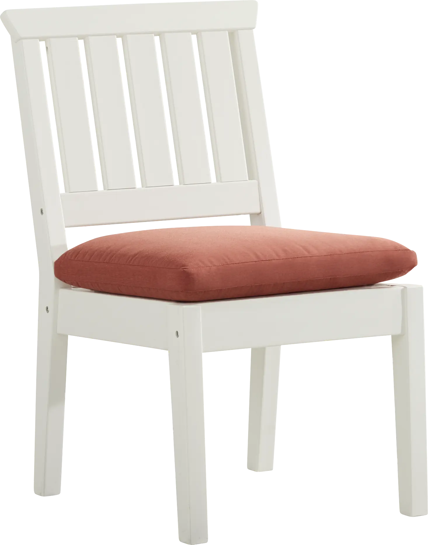 Eastlake White Outdoor Side Chair with Persimmon Cushion