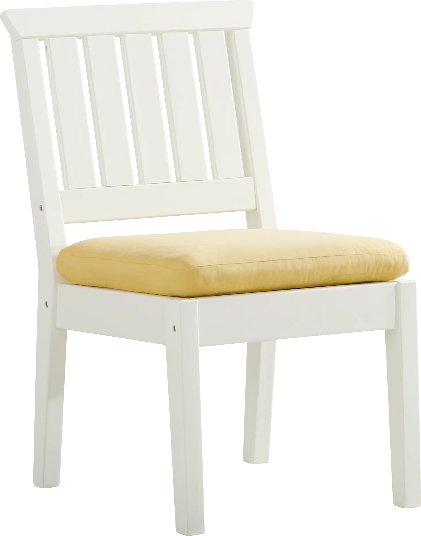 Eastlake White Outdoor Side Chair with Buttercup Cushions
