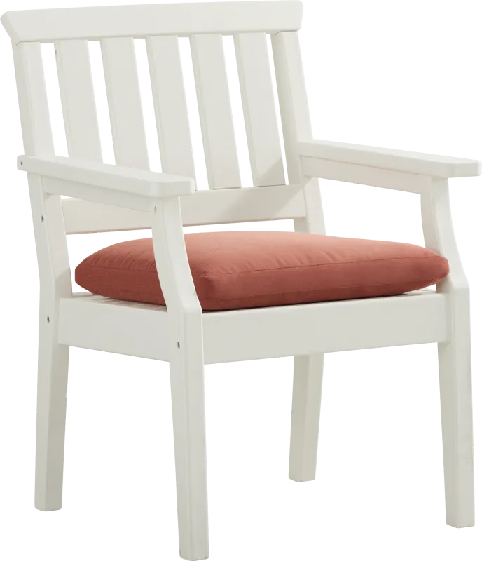 Eastlake White Outdoor Arm Chair with Persimmon Cushion