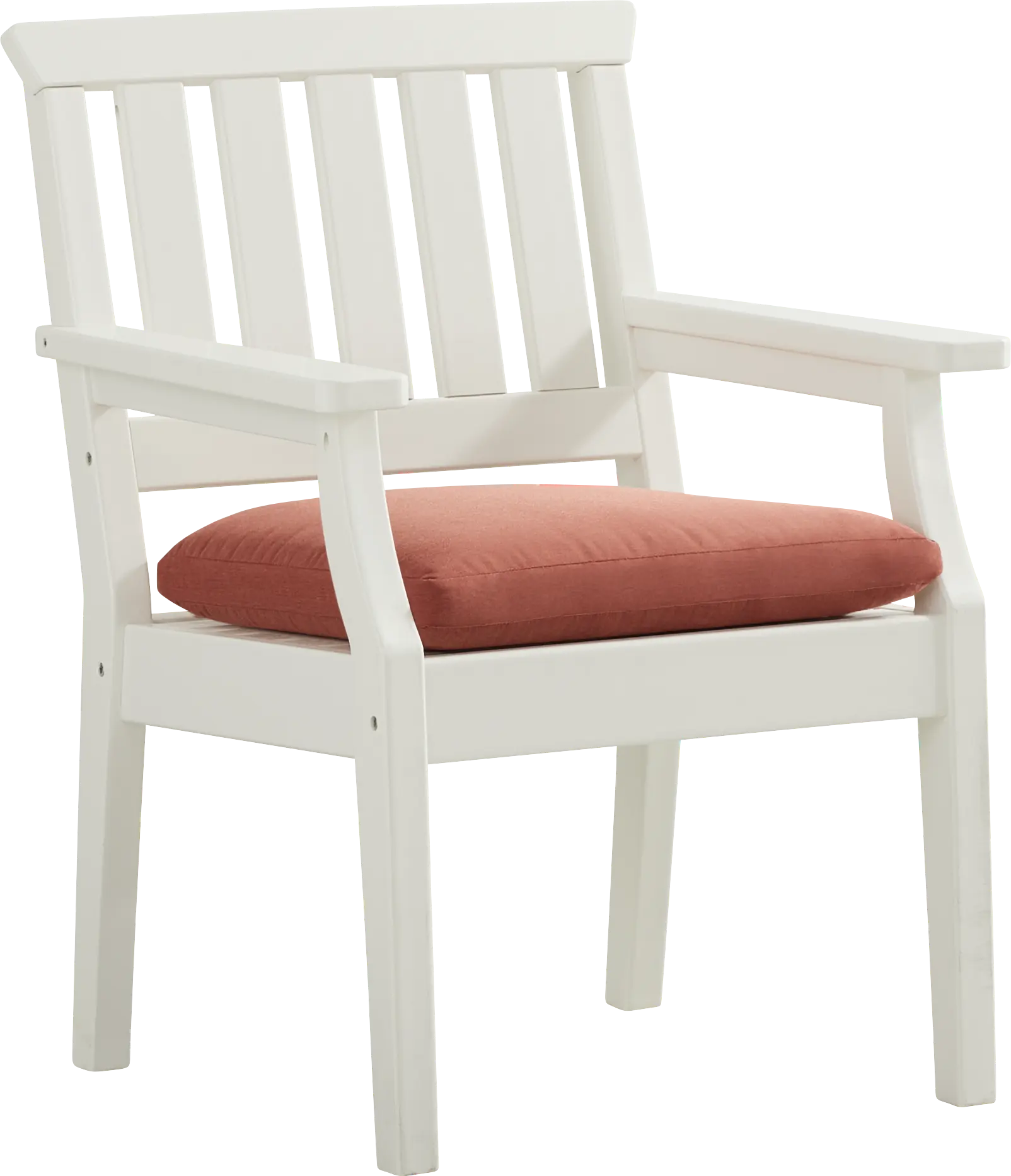 Eastlake White Outdoor Arm Chair with Persimmon Cushion