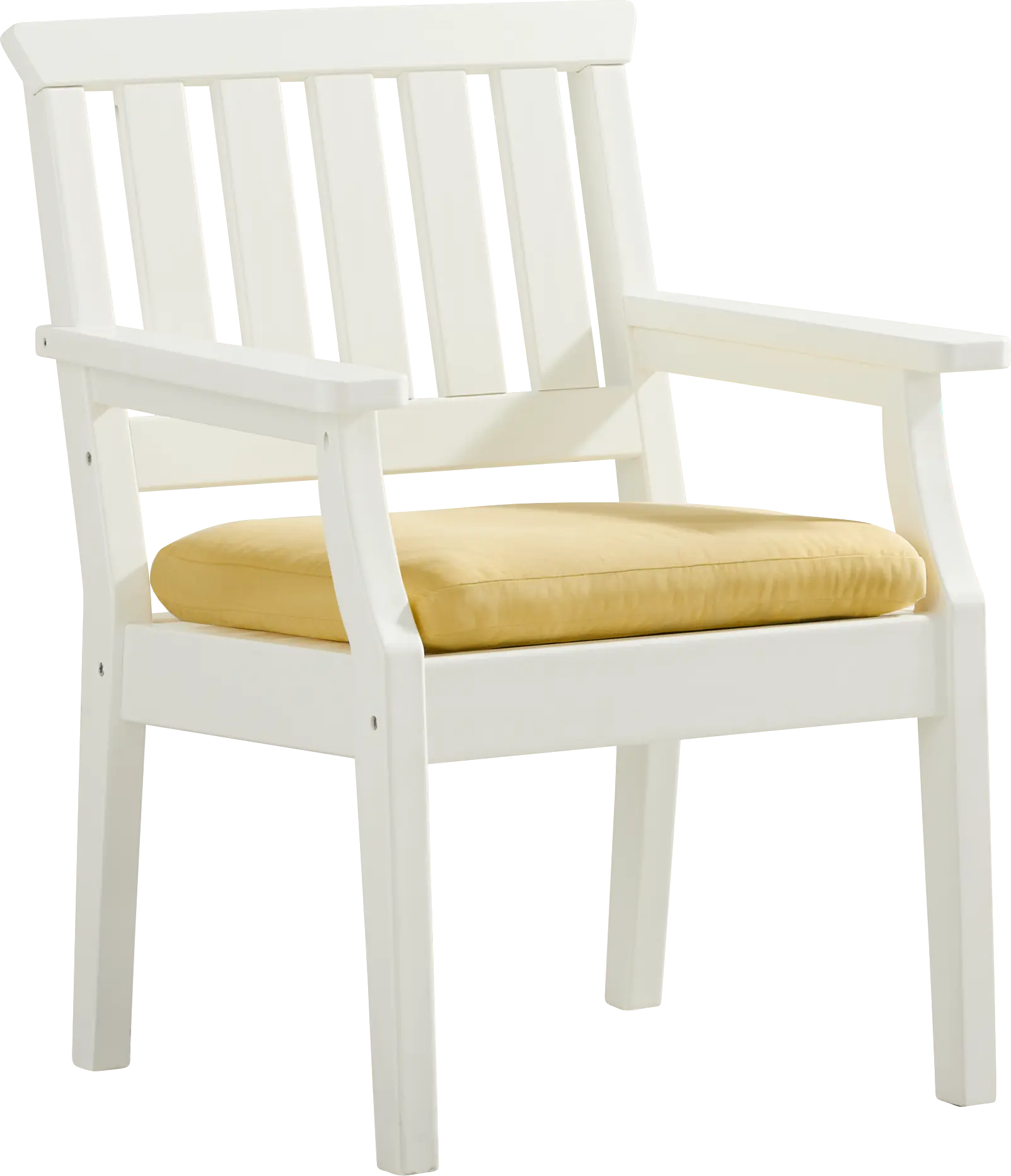 Eastlake White Outdoor Arm Chair with Buttercup Cushions