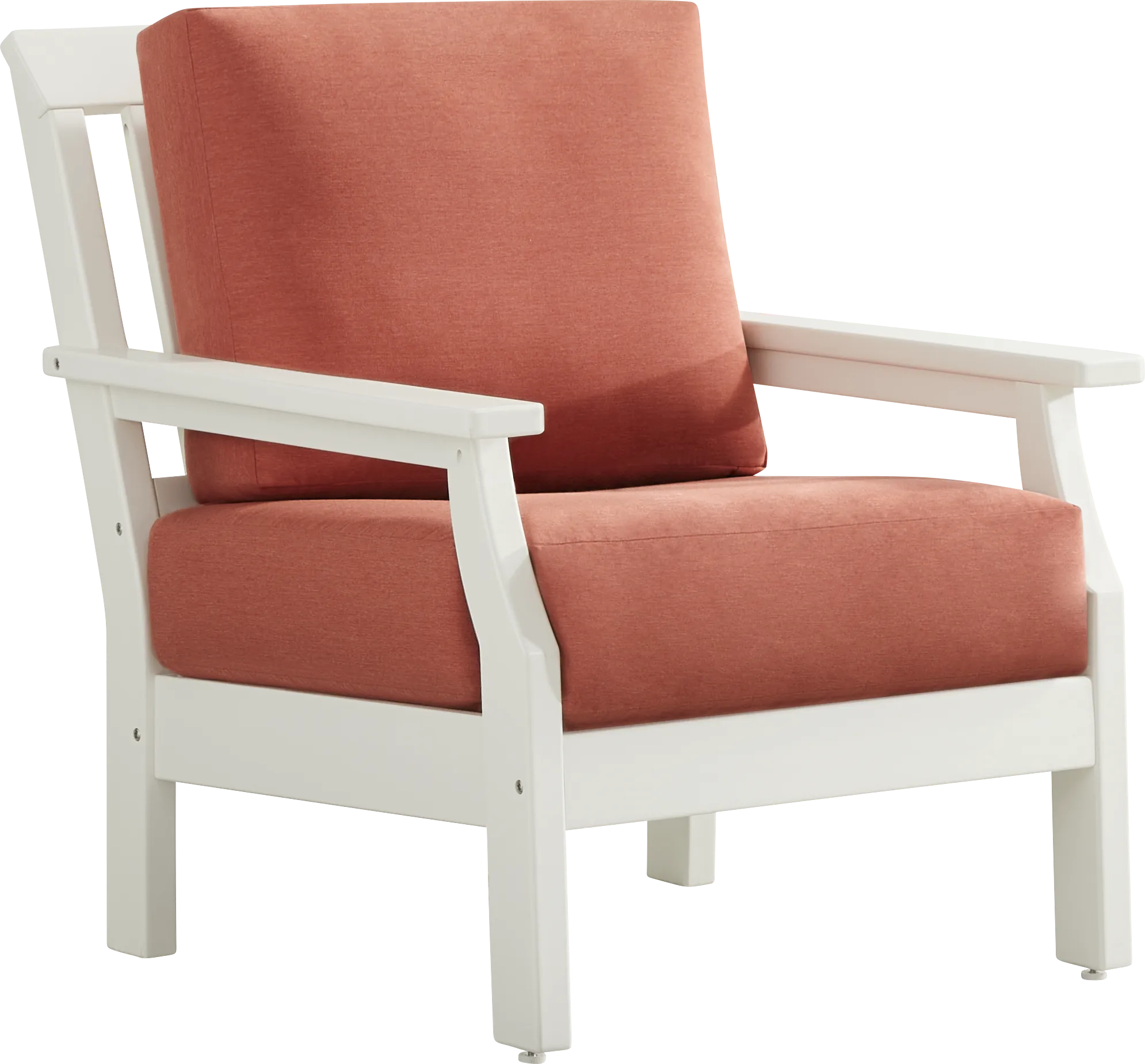 Eastlake White 3 Pc Outdoor Seating Set with Persimmon Cushions - Thumbnail - Image 6