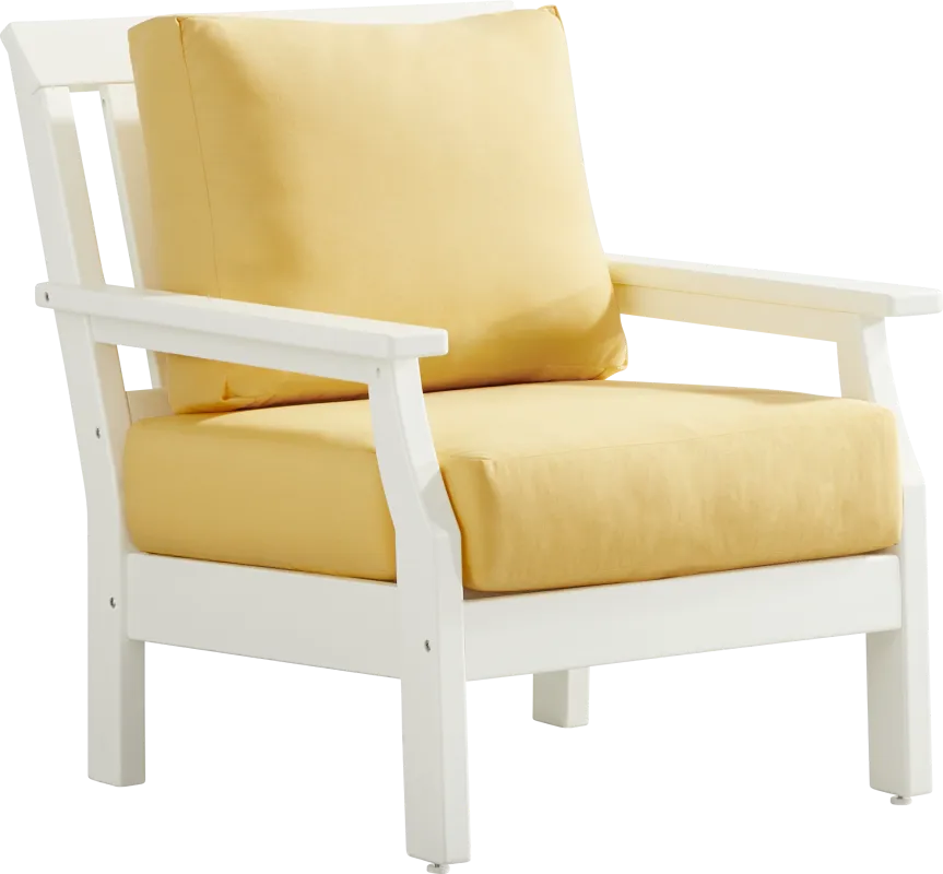 Eastlake White Outdoor Club Chair with Buttercup Cushions
