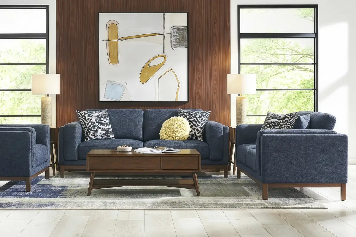 Elena Court Blue 8 Pc Living Room