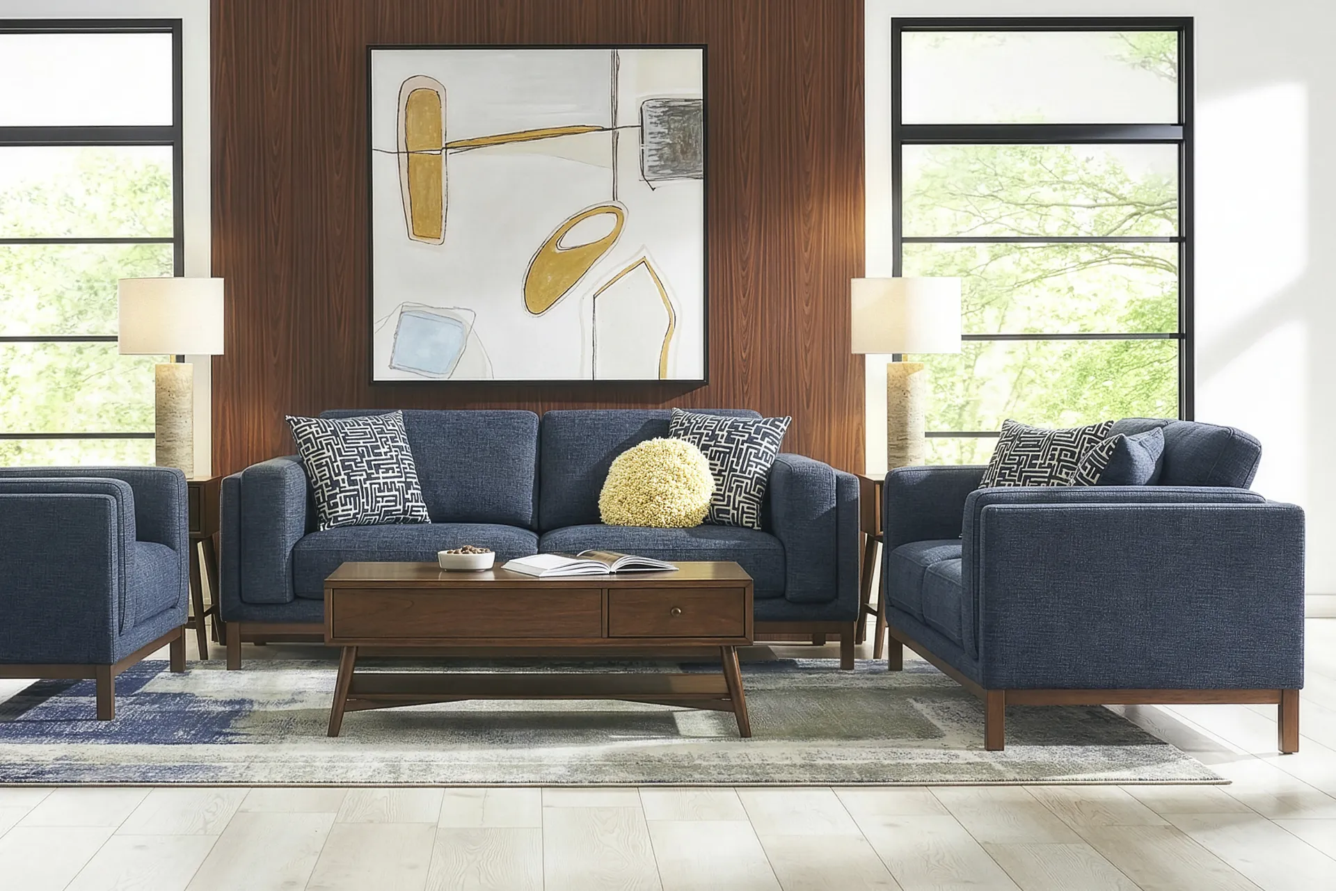 Elena Court Blue 7 Pc Living Room - Image 1