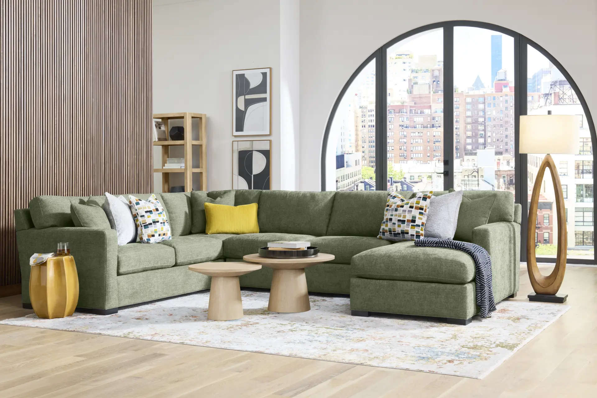 Harmonie Avocado 3 Pc Gel Foam Sleeper Sectional