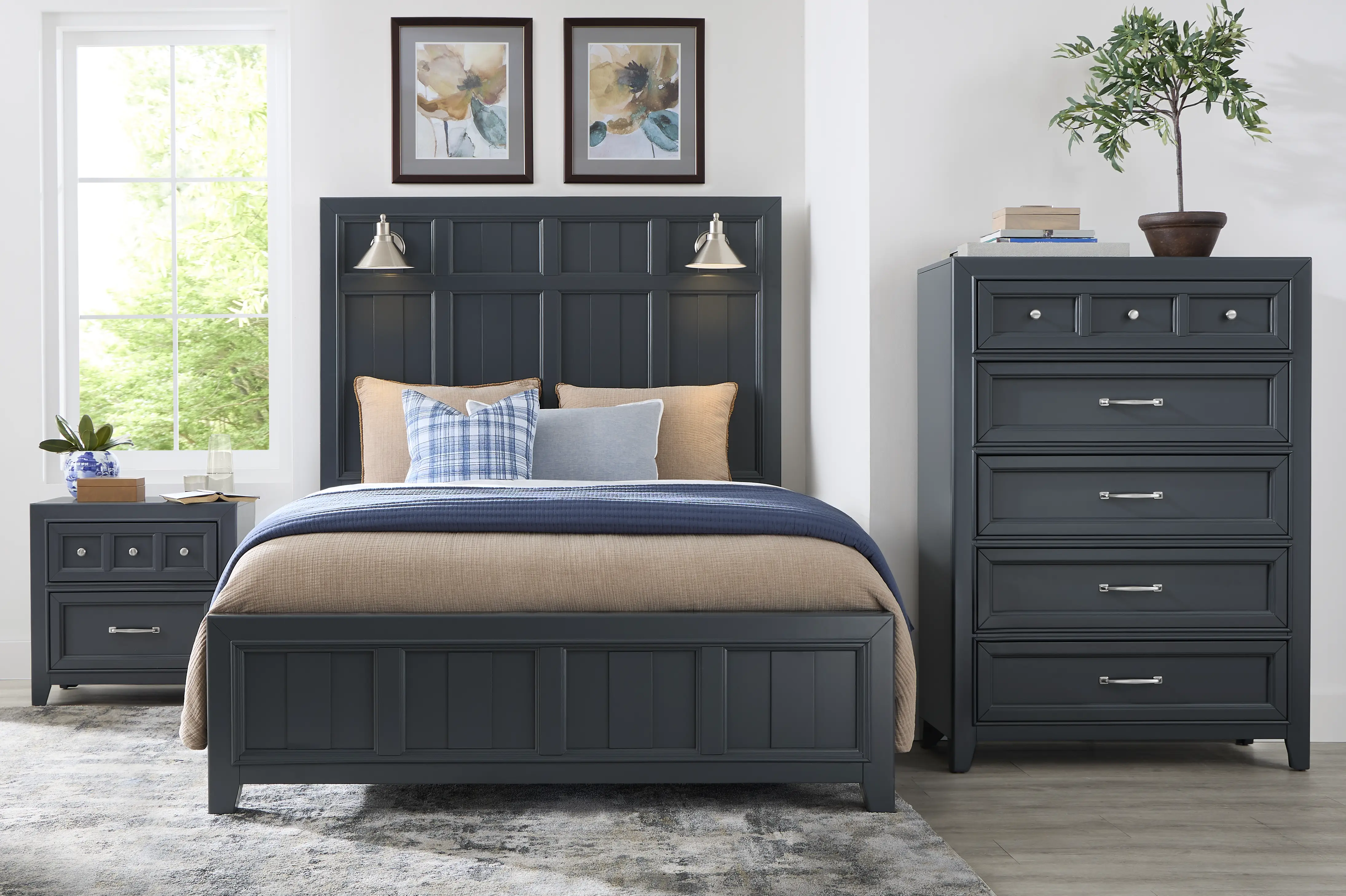 Owings Mill Graphite 5 Pc Queen Panel Bedroom - Image 1