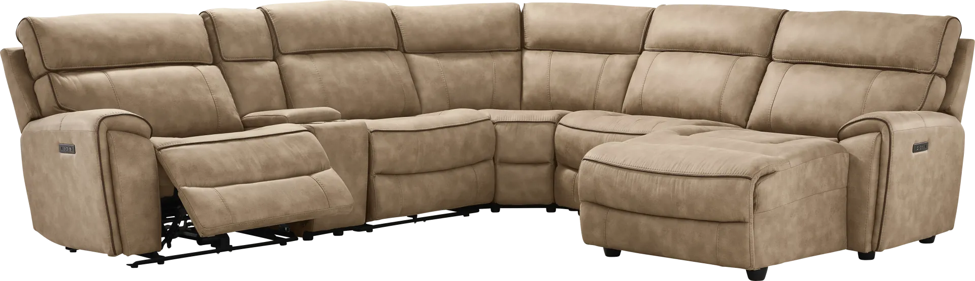 Bradshaw Place Stone 6 Pc Dual Power Reclining Sectional - Image 1