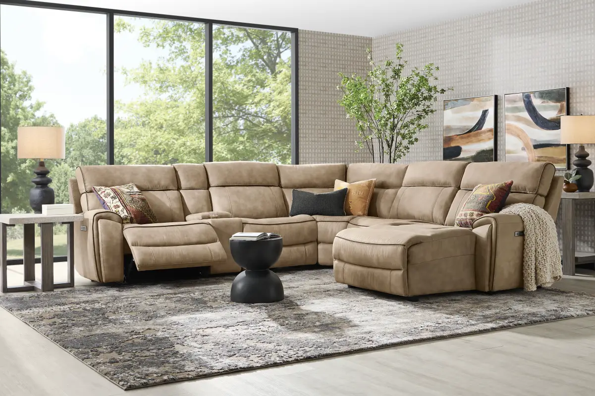 Bradshaw Place Stone 6 Pc Dual Power Reclining Sectional