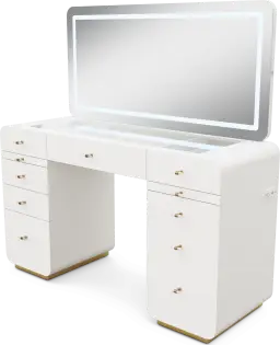 double pedestal vanity with mirror