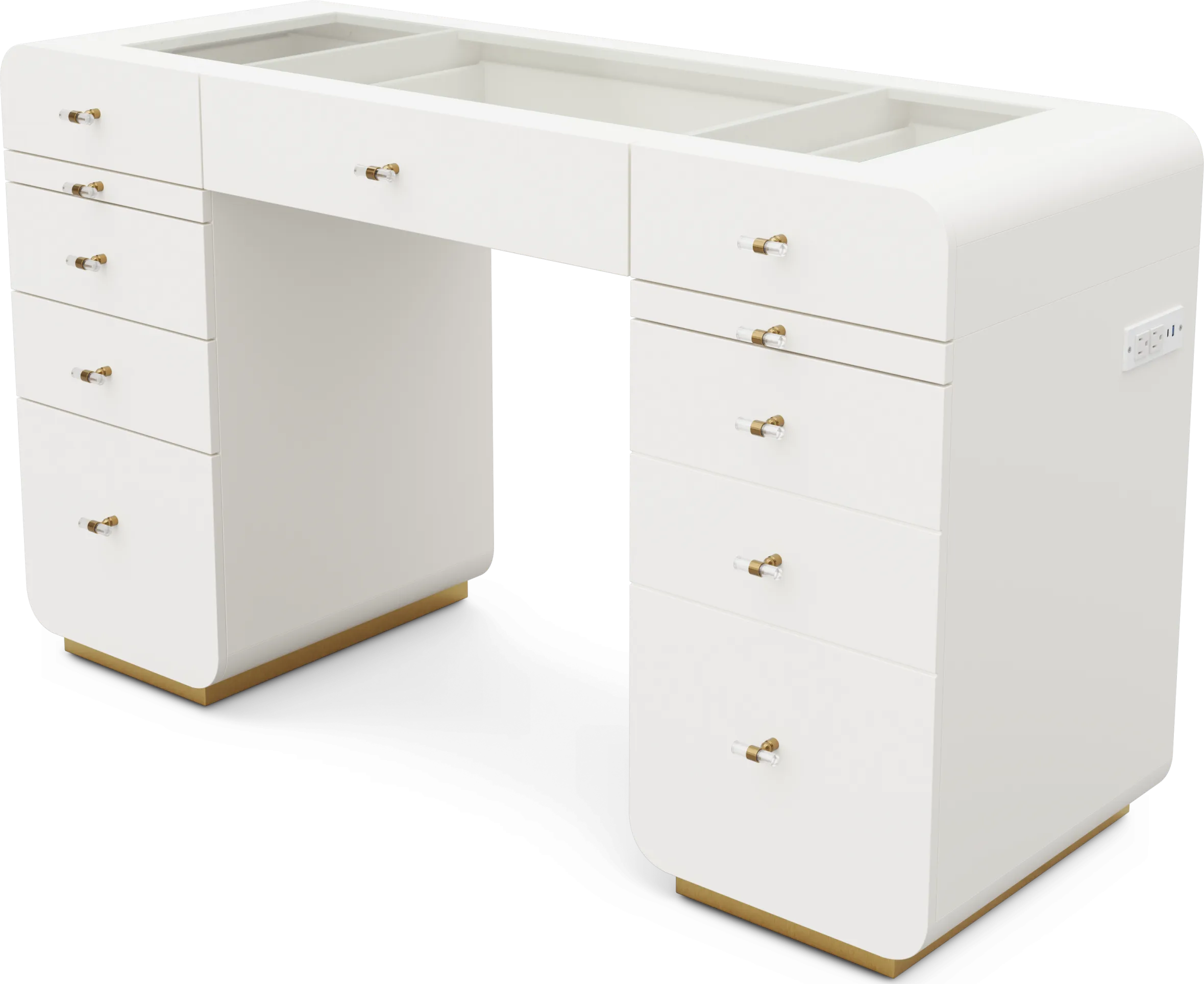 Kids Radiance White Double Pedestal Vanity Desk - Thumbnail - Image 1