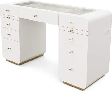Kids Radiance White Double Pedestal Vanity Desk