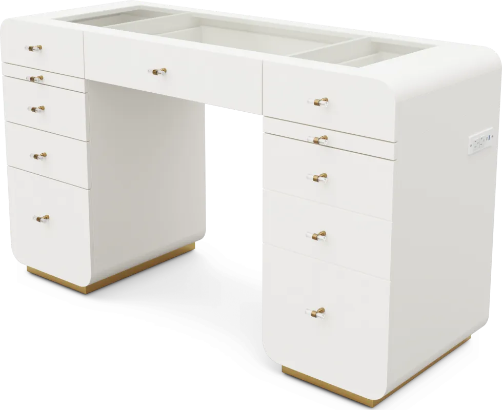 Kids Radiance White Double Pedestal Vanity Desk