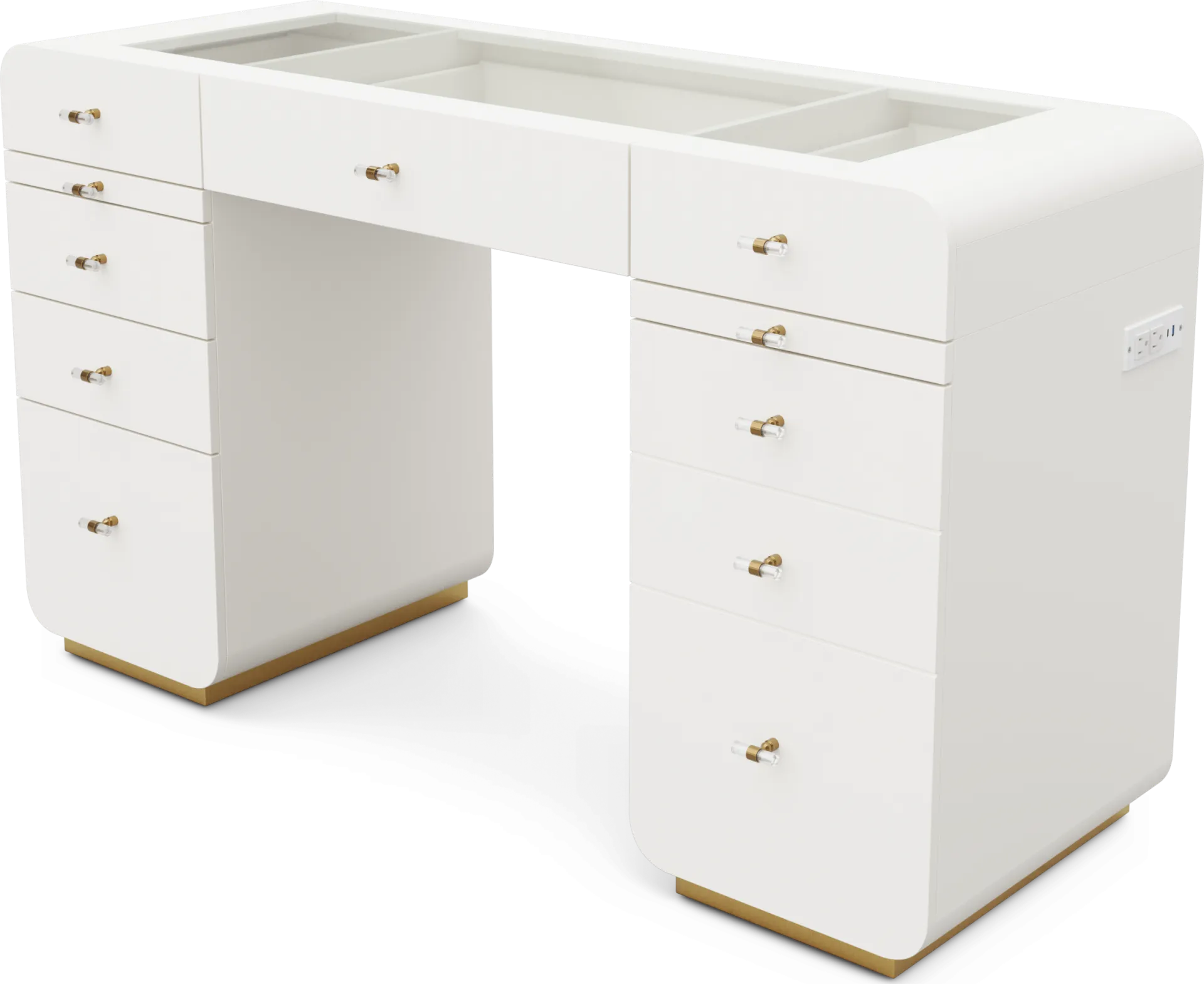 Kids Radiance White Double Pedestal Vanity Desk - Image 1
