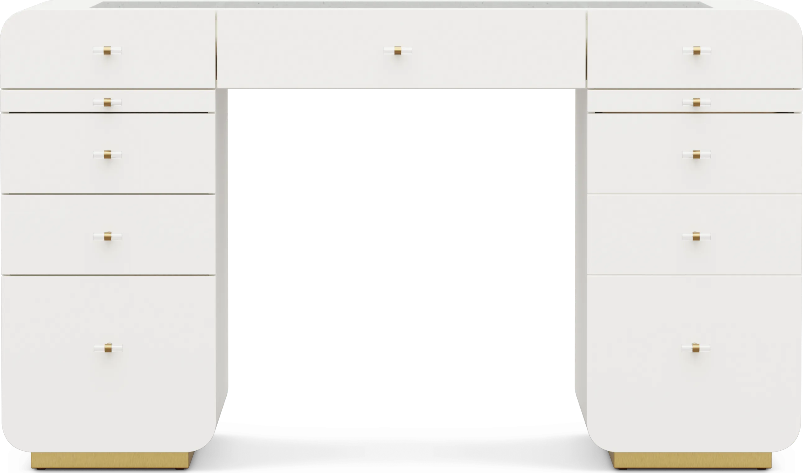 Kids Radiance White Double Pedestal Vanity Desk - Thumbnail - Image 1