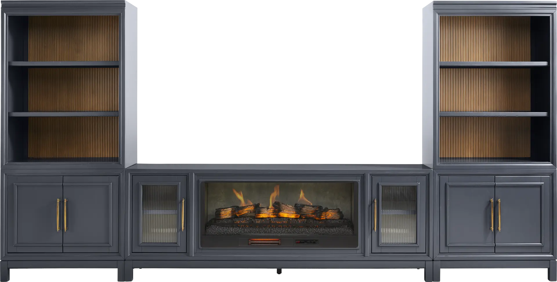 Albion Blue 4 Pc Wall Unit with 84 in. Console and Electric Fireplace