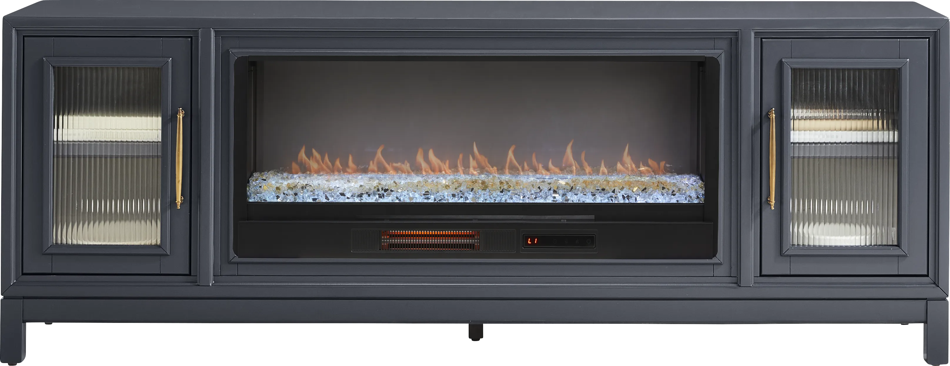 Albion Blue 84 in. Console with Electric Fireplace - Thumbnail - Image 1