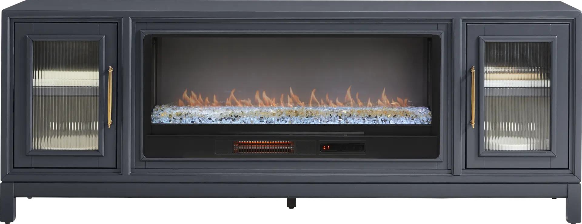 Albion Blue 84 in. Console with Electric Fireplace