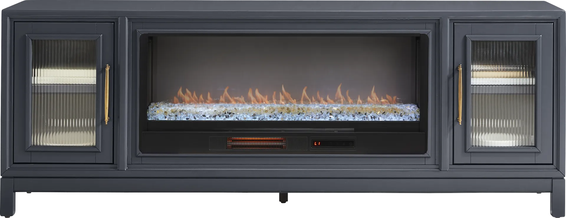 Albion Blue 84 in. Console with Electric Fireplace - Image 1