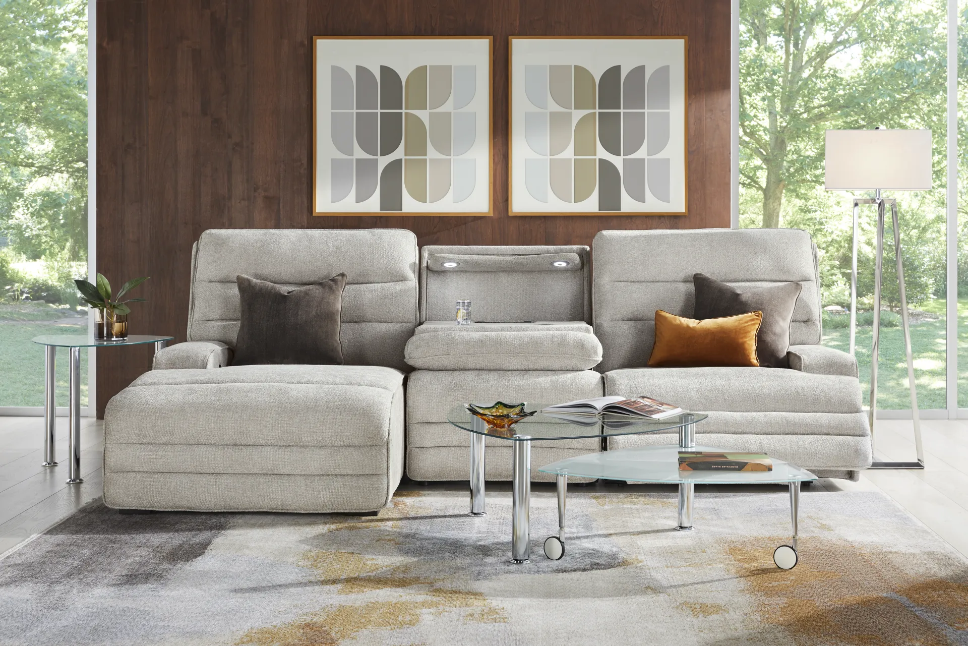 Hadley Park Beige 3 Pc Dual Power Reclining Sectional - Image 1