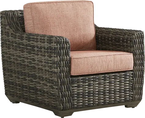 Montecello Gray Outdoor Club Chair with Terracotta Cushions