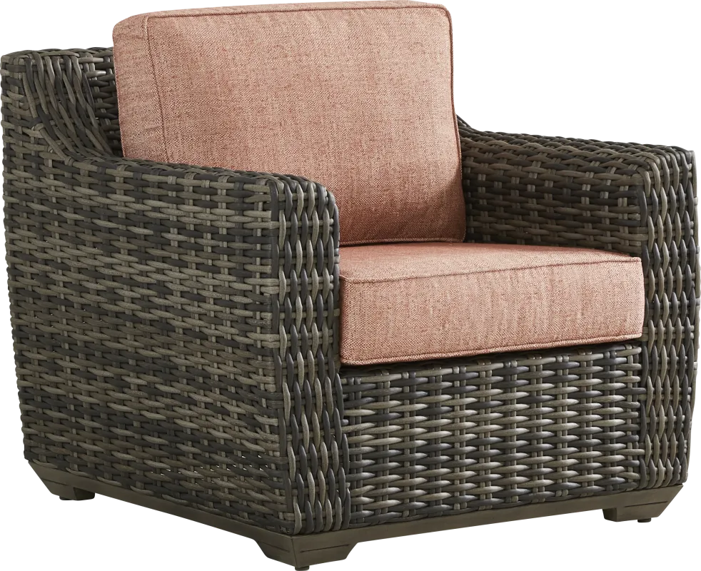 Montecello Gray Outdoor Club Chair with Terracotta Cushions