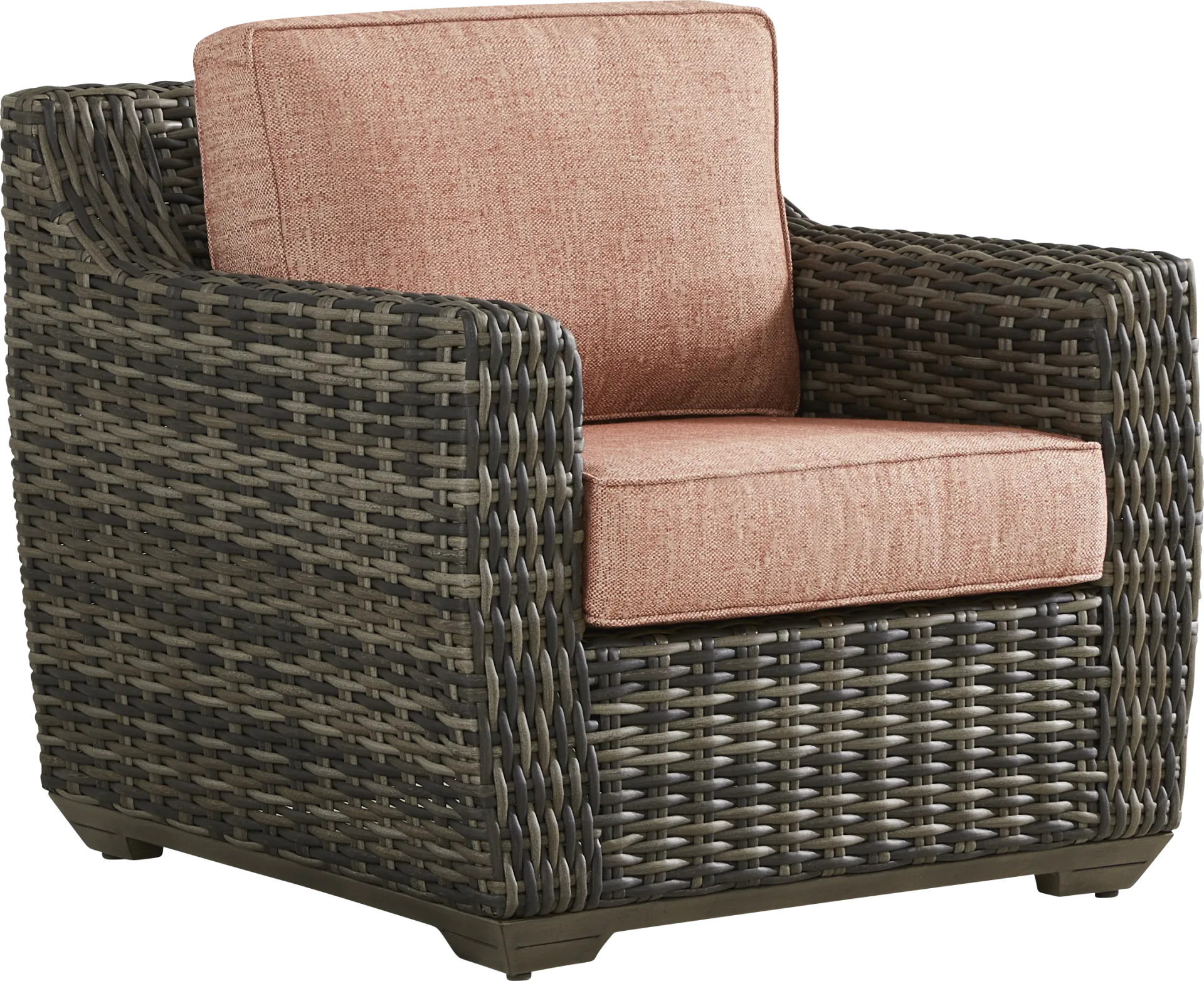 Montecello Gray Outdoor Club Chair with Terracotta Cushions - Image 1