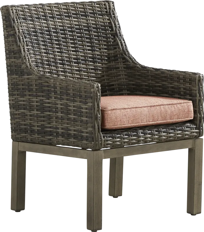 Montecello Gray Outdoor Arm Chair with Terracotta Cushion