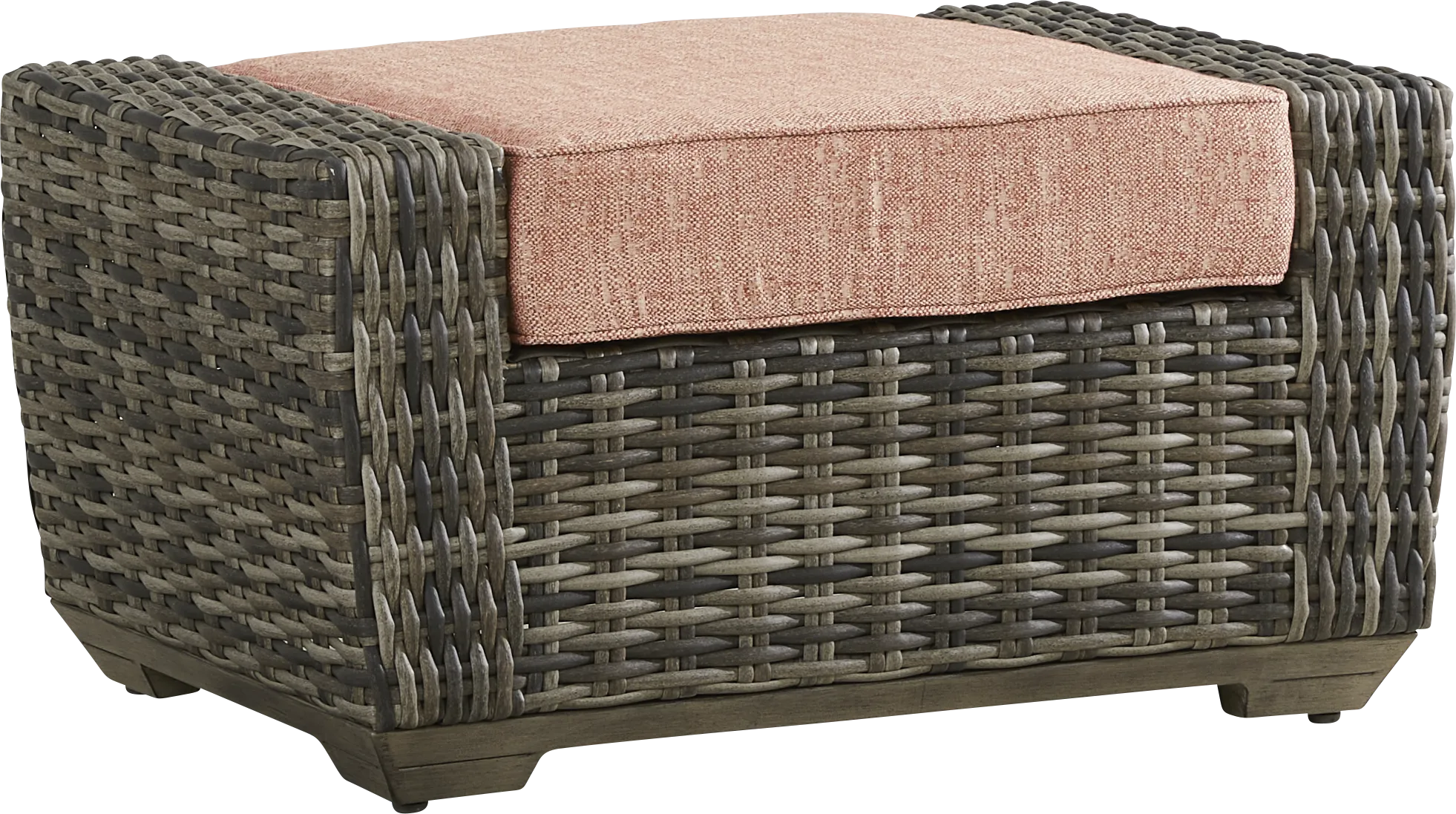 Montecello Gray Outdoor Ottoman with Terracotta Cushion - Thumbnail - Image 1
