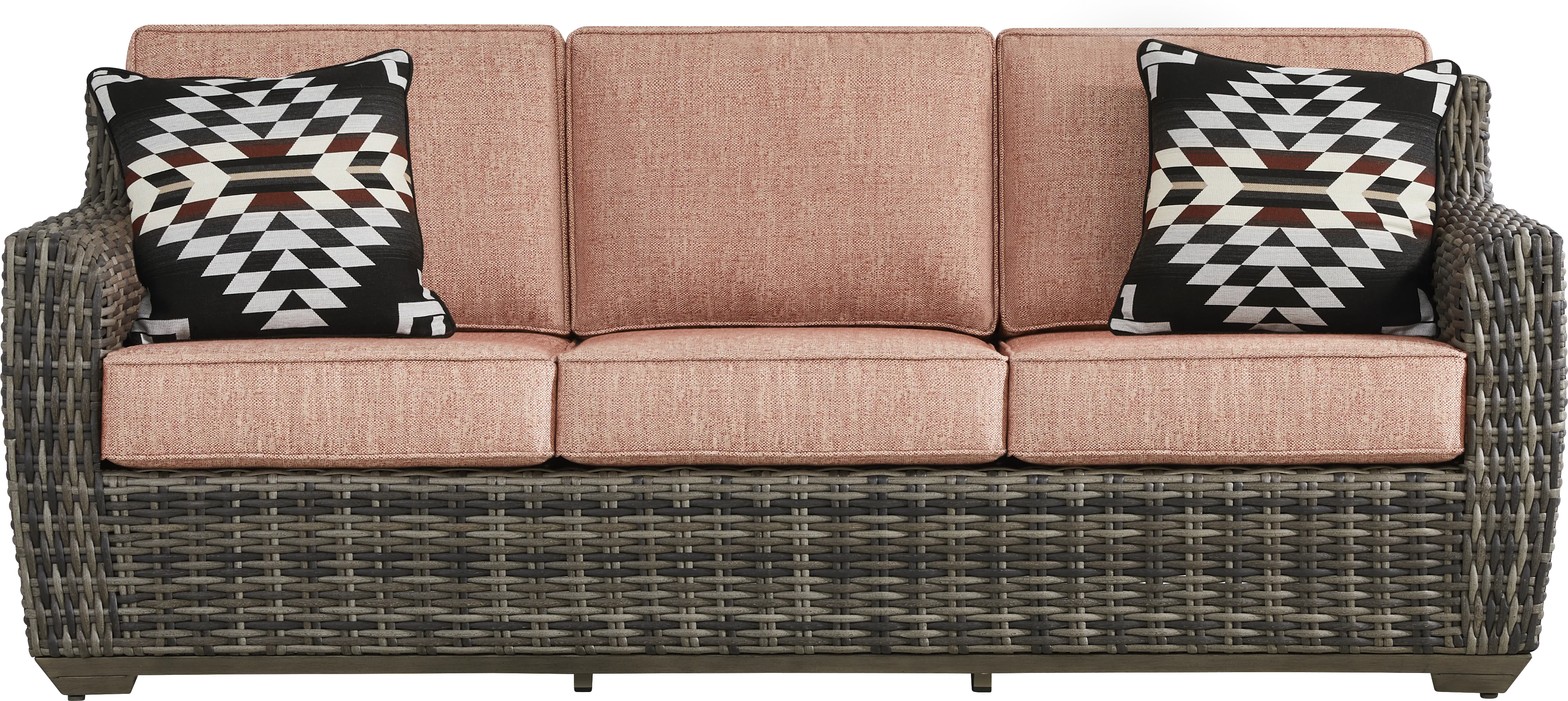 Montecello Gray Outdoor Sofa with Terracotta Cushions - Thumbnail - Image 1