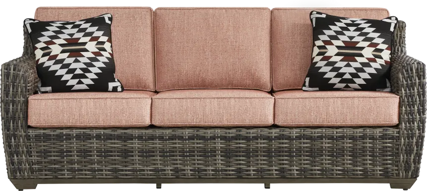 Montecello Gray Outdoor Sofa with Terracotta Cushions