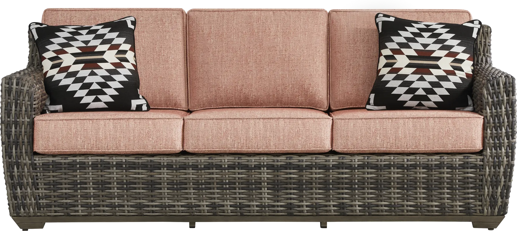 Montecello Gray Outdoor Sofa with Terracotta Cushions