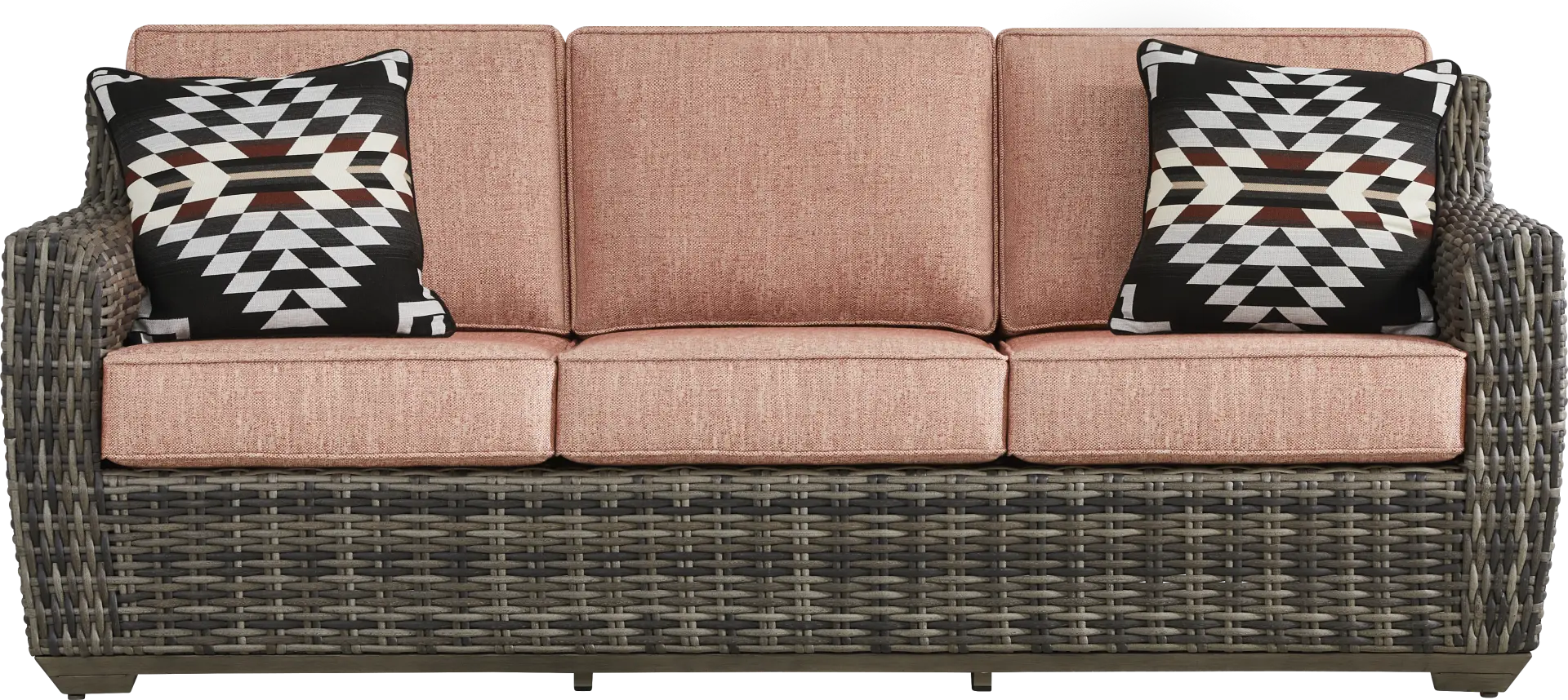 Montecello Gray Outdoor Sofa with Terracotta Cushions