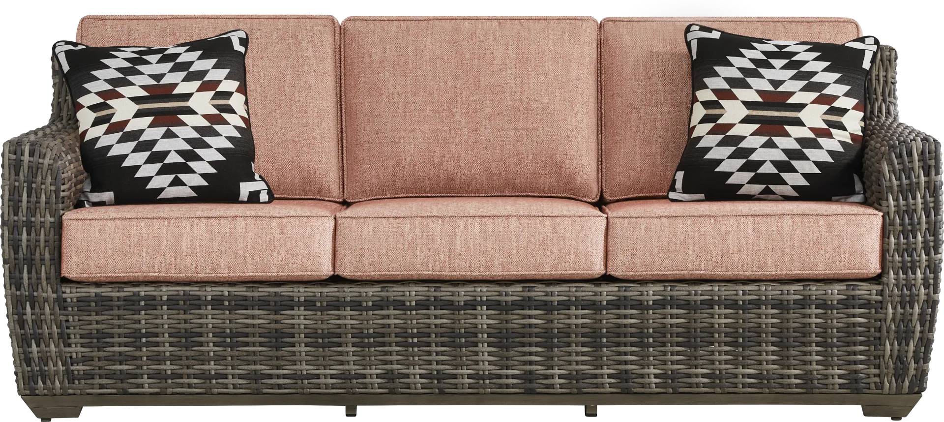 Montecello Gray Outdoor Sofa with Terracotta Cushions - Image 1