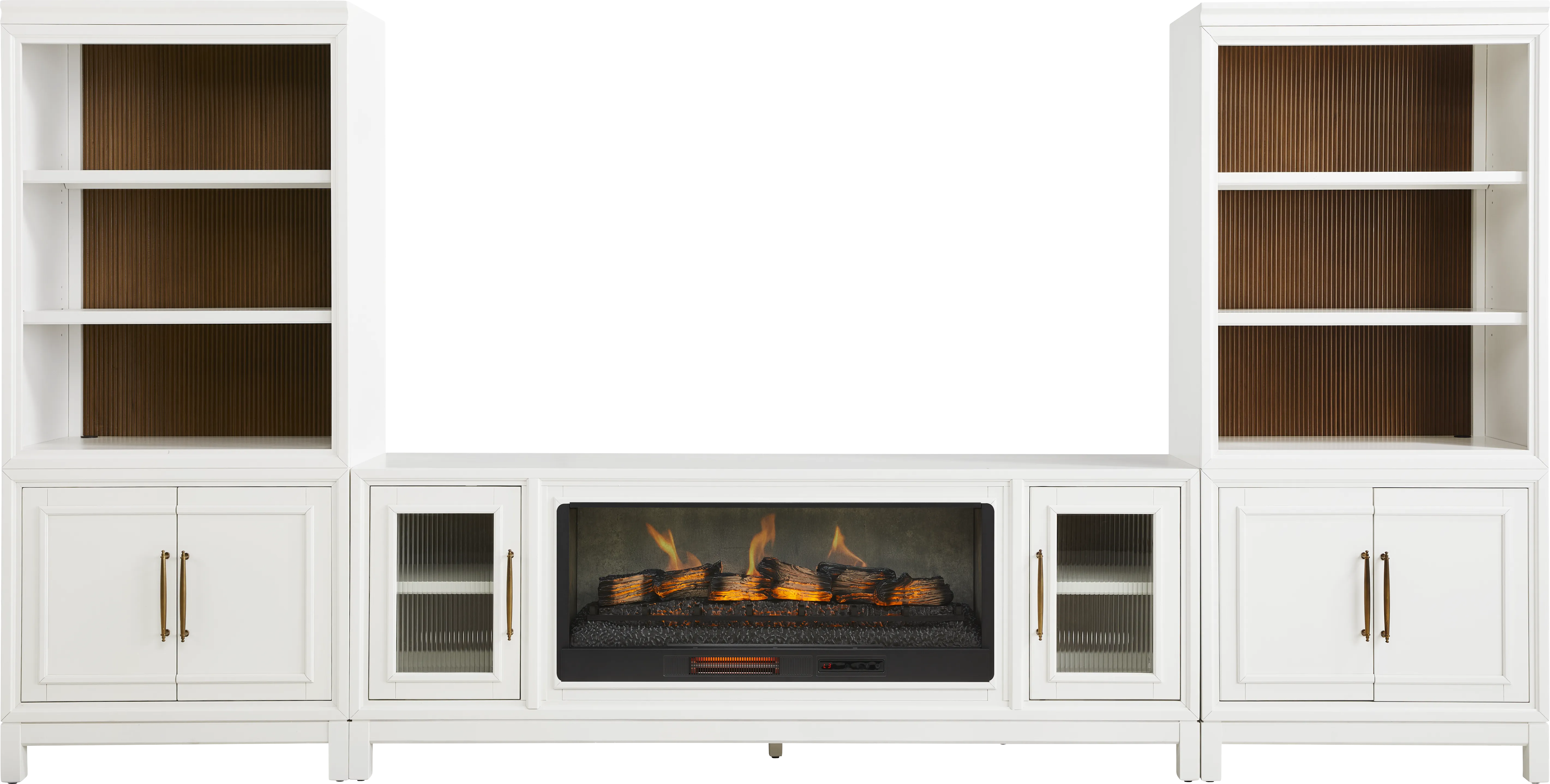 Albion White 4 Pc Wall Unit with 84 in. Console and Electric Fireplace - Thumbnail - Image 1