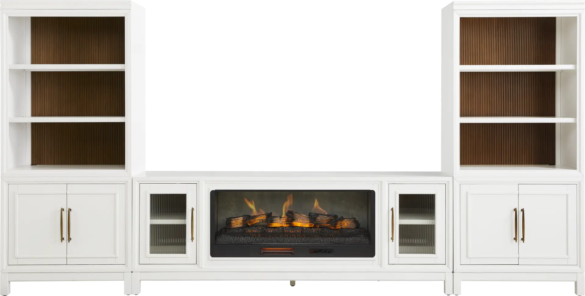 Albion White 4 Pc Wall Unit with 84 in. Console and Electric Fireplace