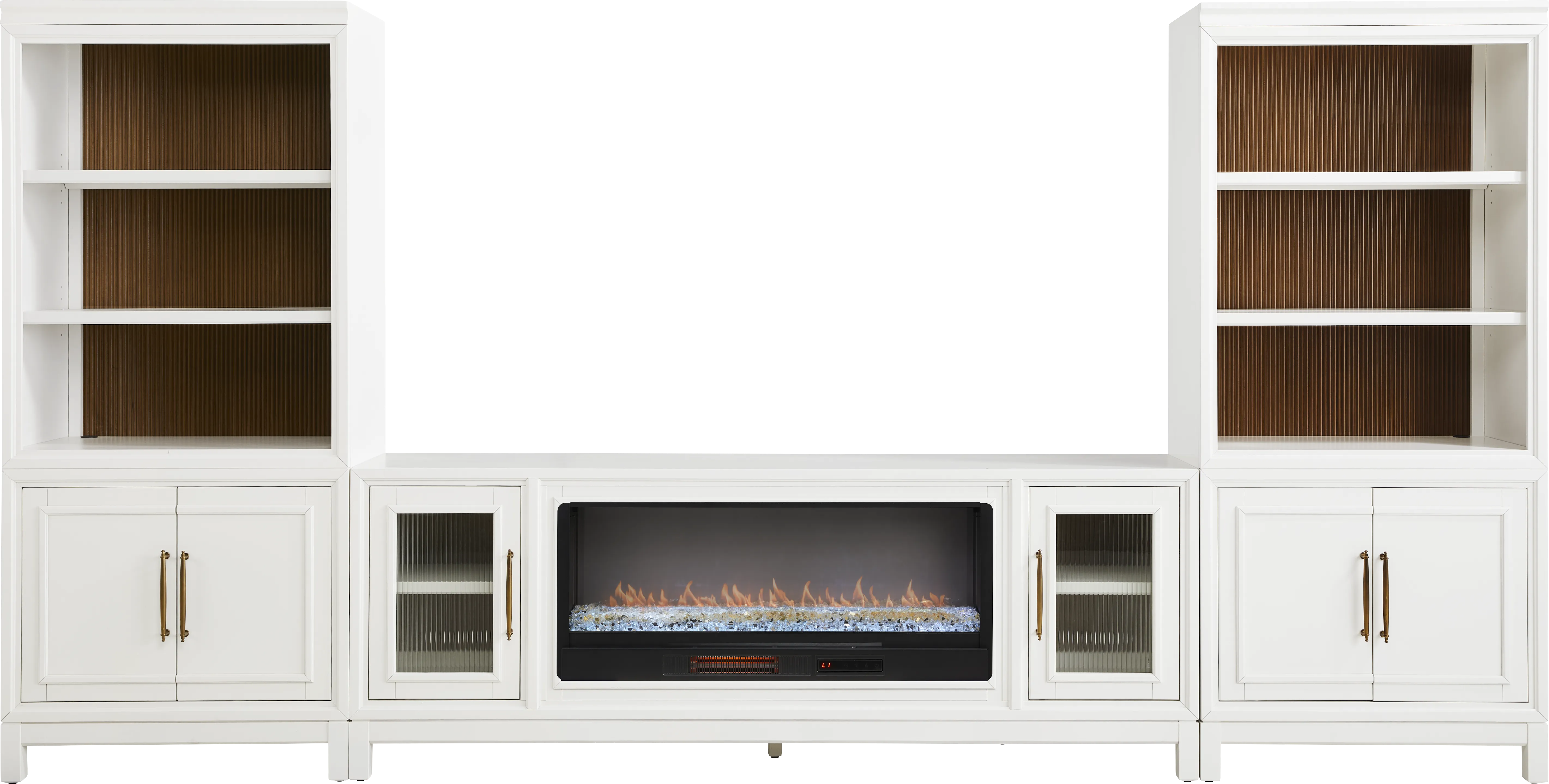 Albion White 4 Pc Wall Unit with 84 in. Console and Electric Fireplace - Thumbnail - Image 1