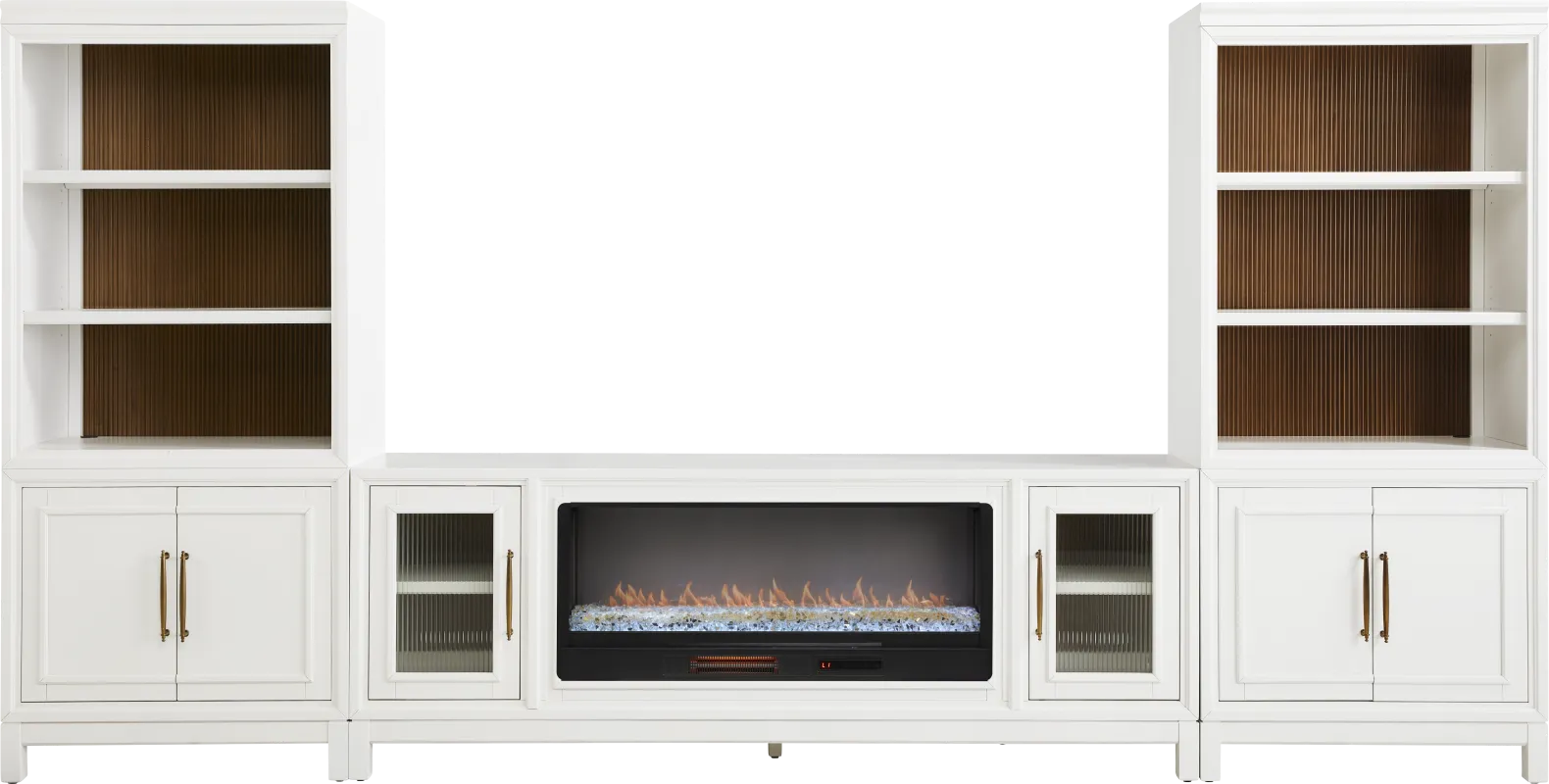 Albion White 4 Pc Wall Unit with 84 in. Console and Electric Fireplace
