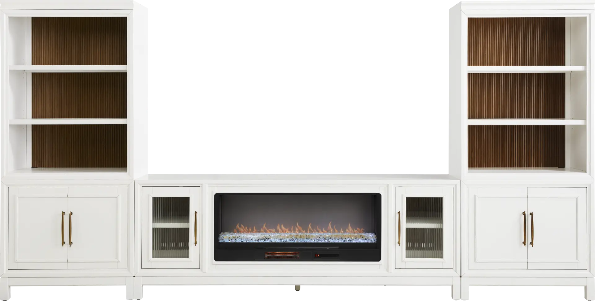 Albion White 4 Pc Wall Unit with 84 in. Console and Electric Fireplace