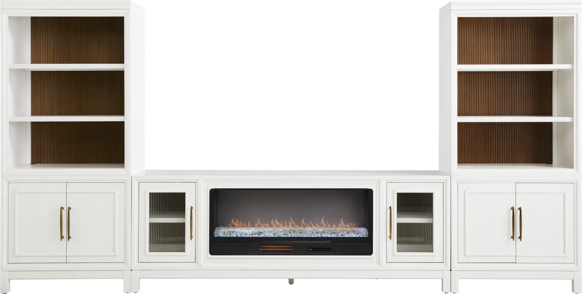 Albion White 4 Pc Wall Unit with 84 in. Console and Electric Fireplace - Image 1