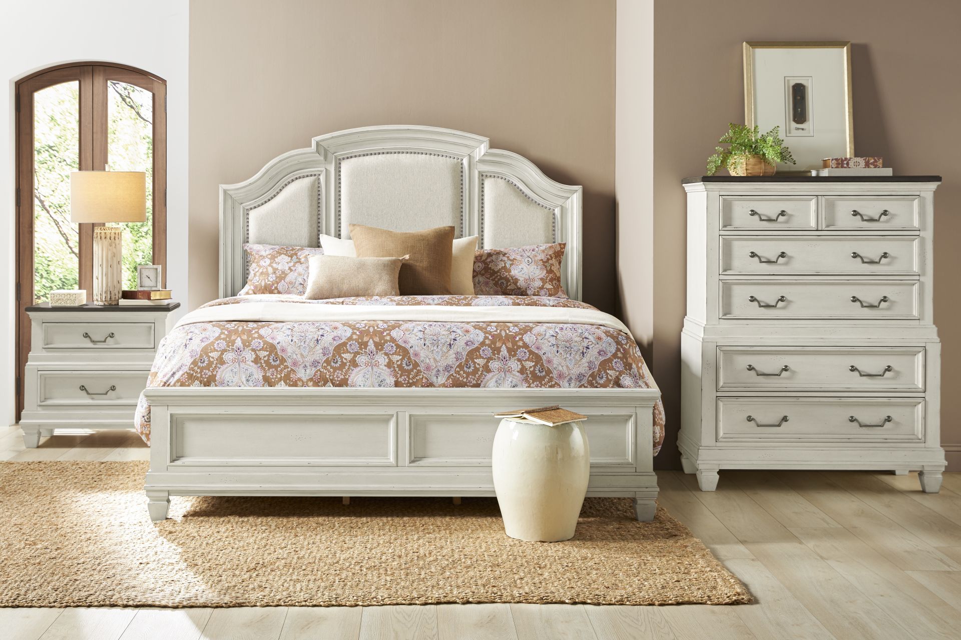 Provence White 3 Pc King Panel Bed - Image 2