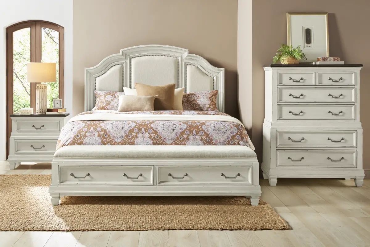 Provence White 5 Pc King Storage Bedroom