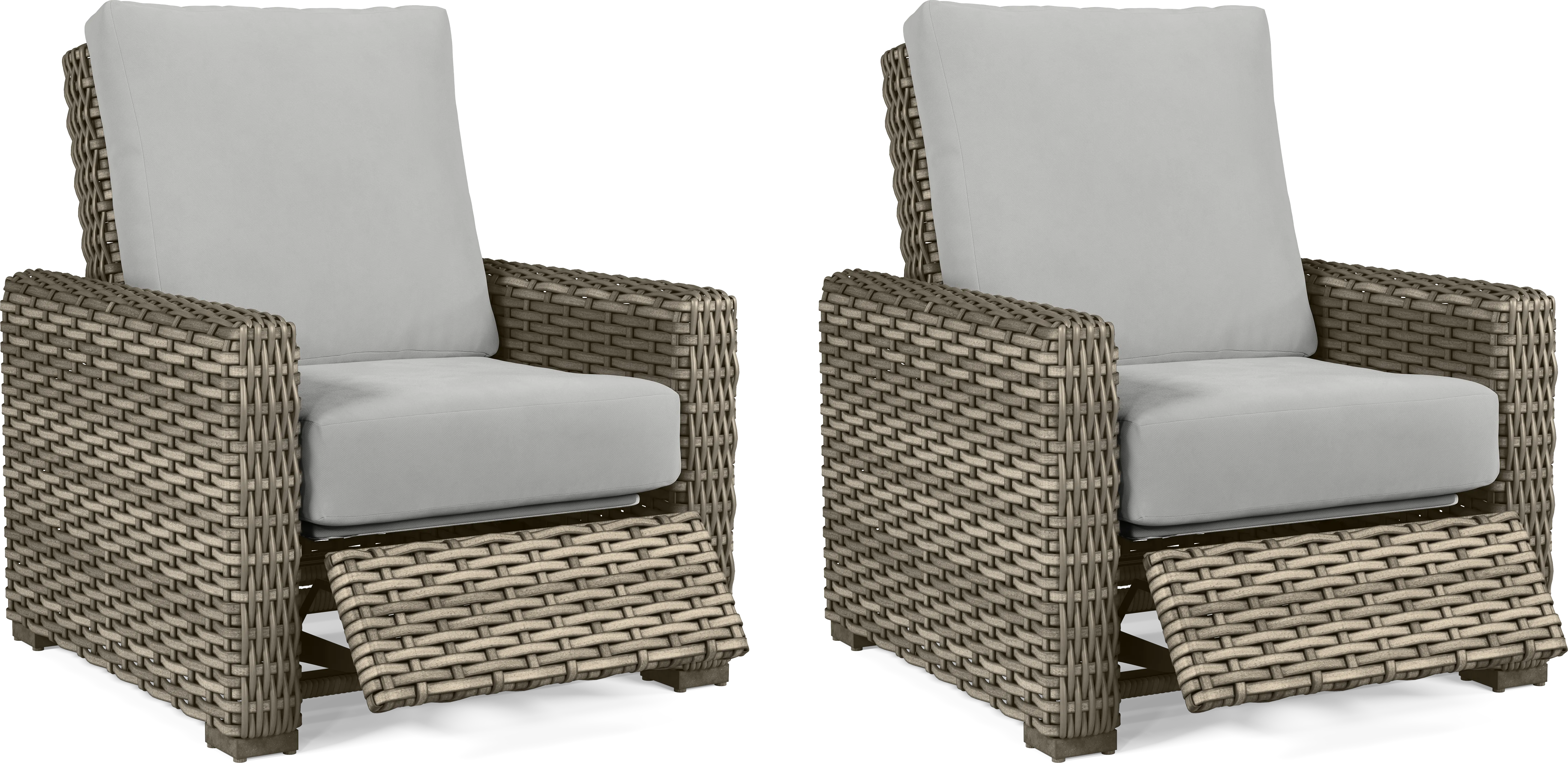 Siesta Key Driftwood Finish Outdoor Recliner with Dove Cushions - Set of 2 - Thumbnail - Image 1