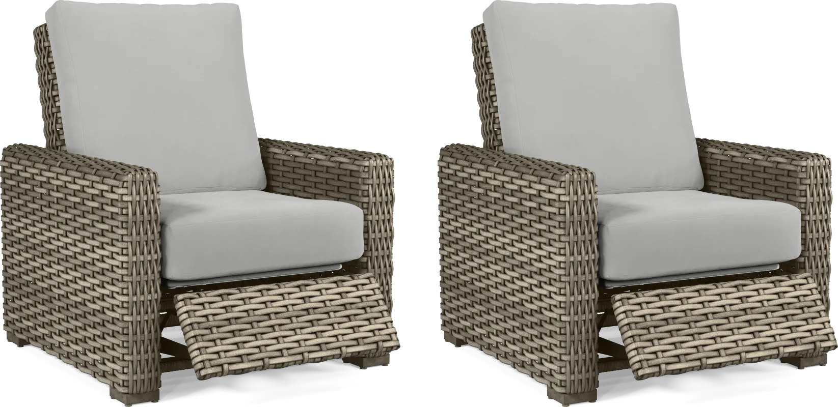 Siesta Key Driftwood Finish Outdoor Recliner with Dove Cushions - Set of 2