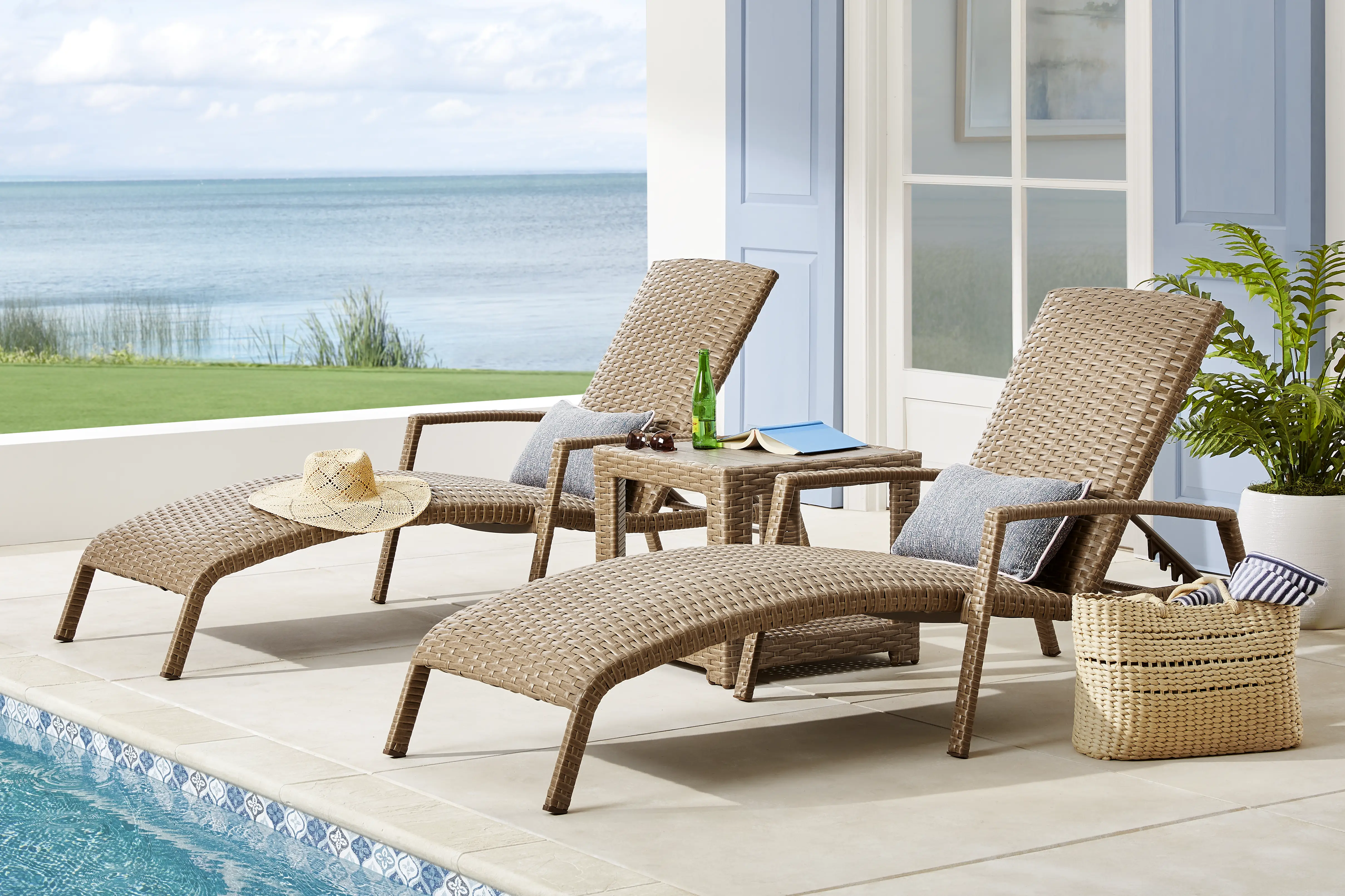 Paloma Brown Outdoor Chaise Lounge, Set of 2 - Thumbnail - Image 2