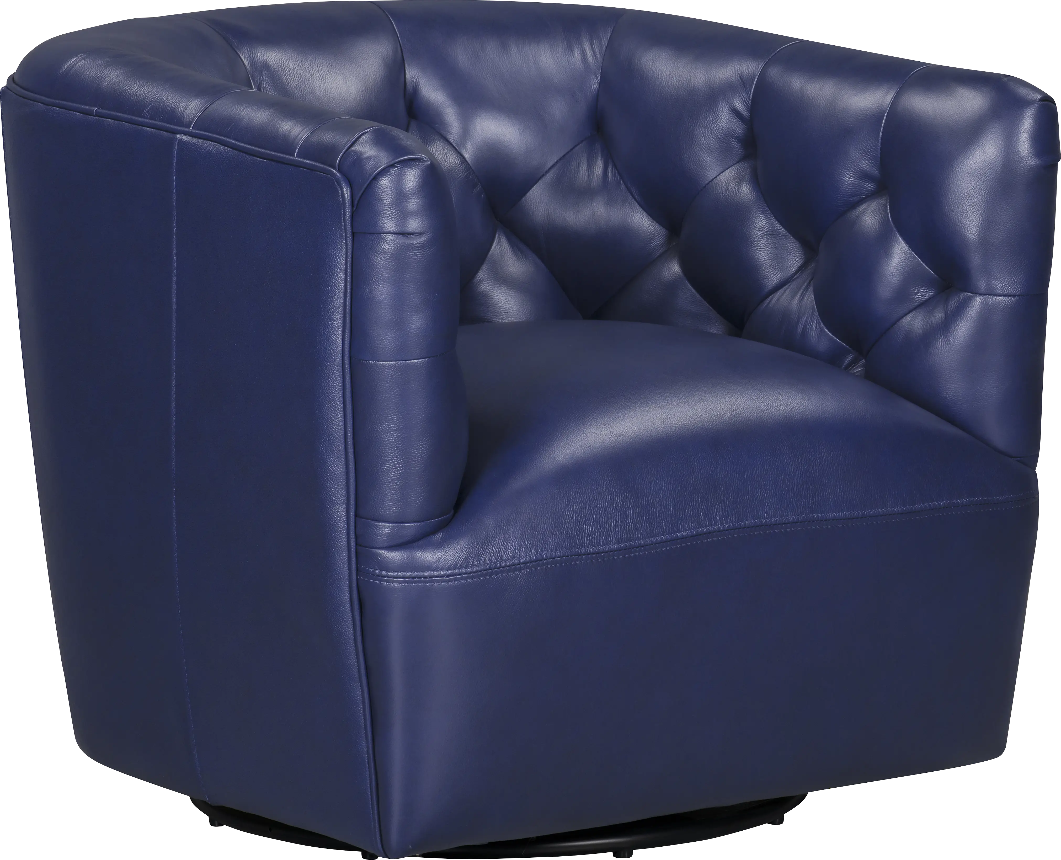 Antonio Blue Leather Swivel Chair - Thumbnail - Image 1