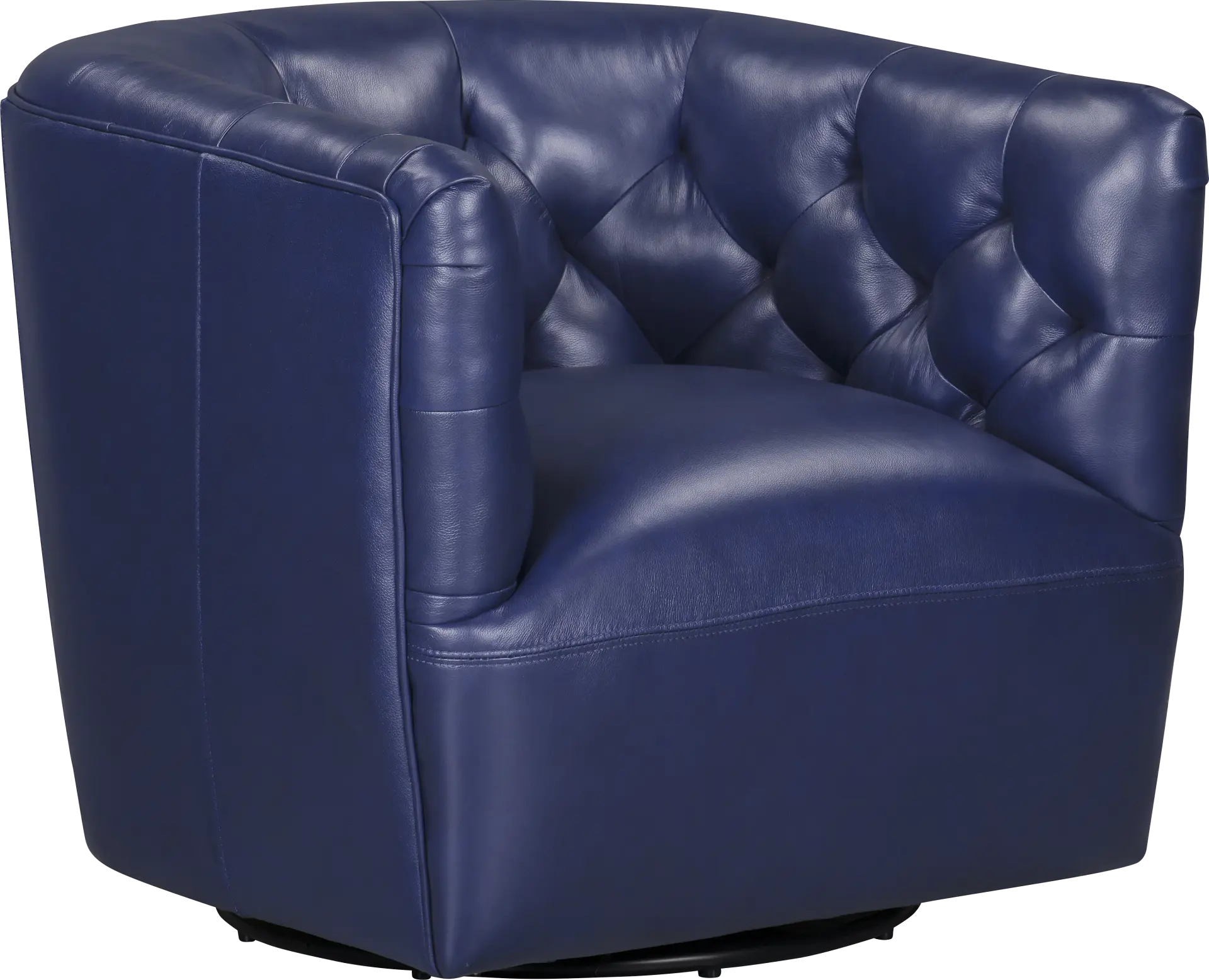 Antonio Blue Leather Swivel Chair