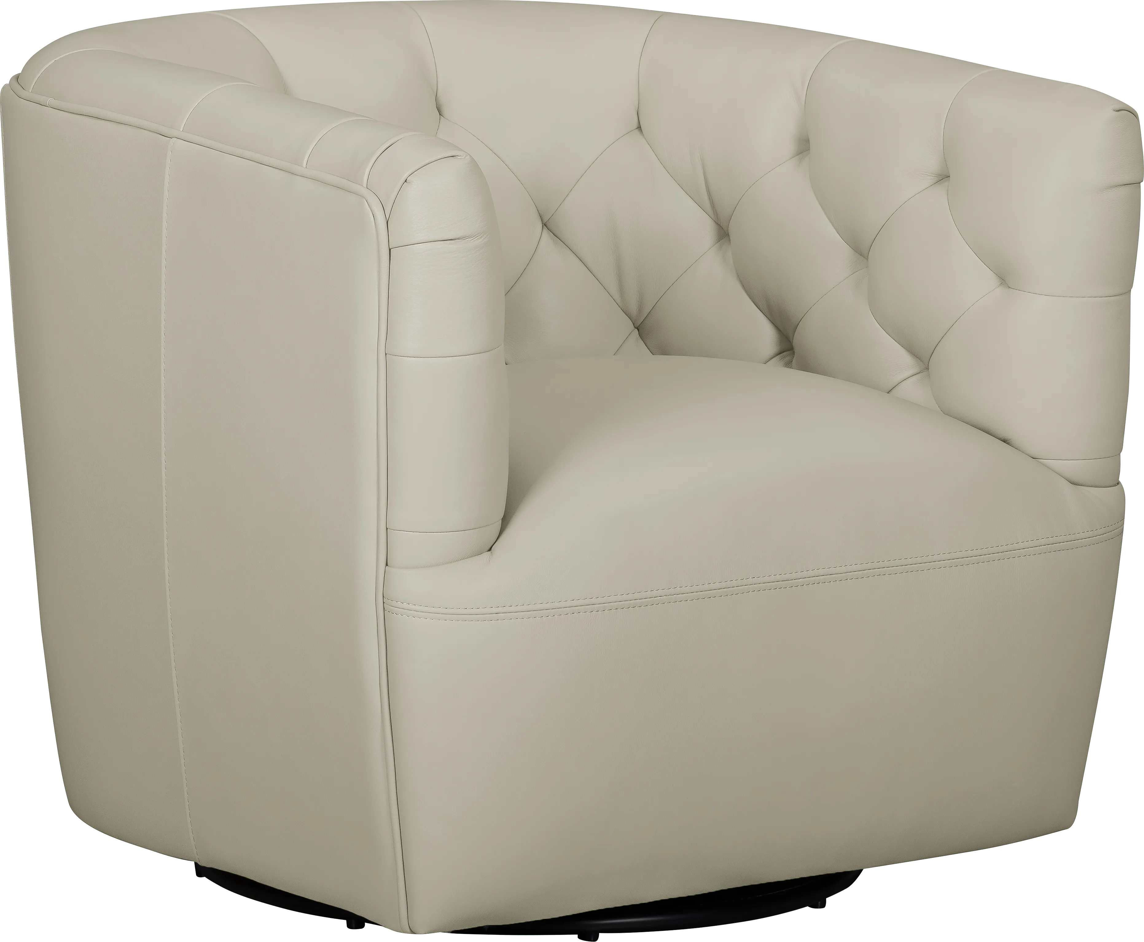 Antonio Beige Leather Swivel Chair - Thumbnail - Image 1