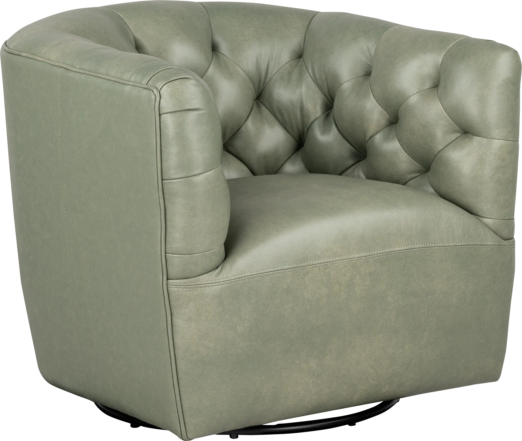 Antonio Sage Green Leather Swivel Chair - Image 1