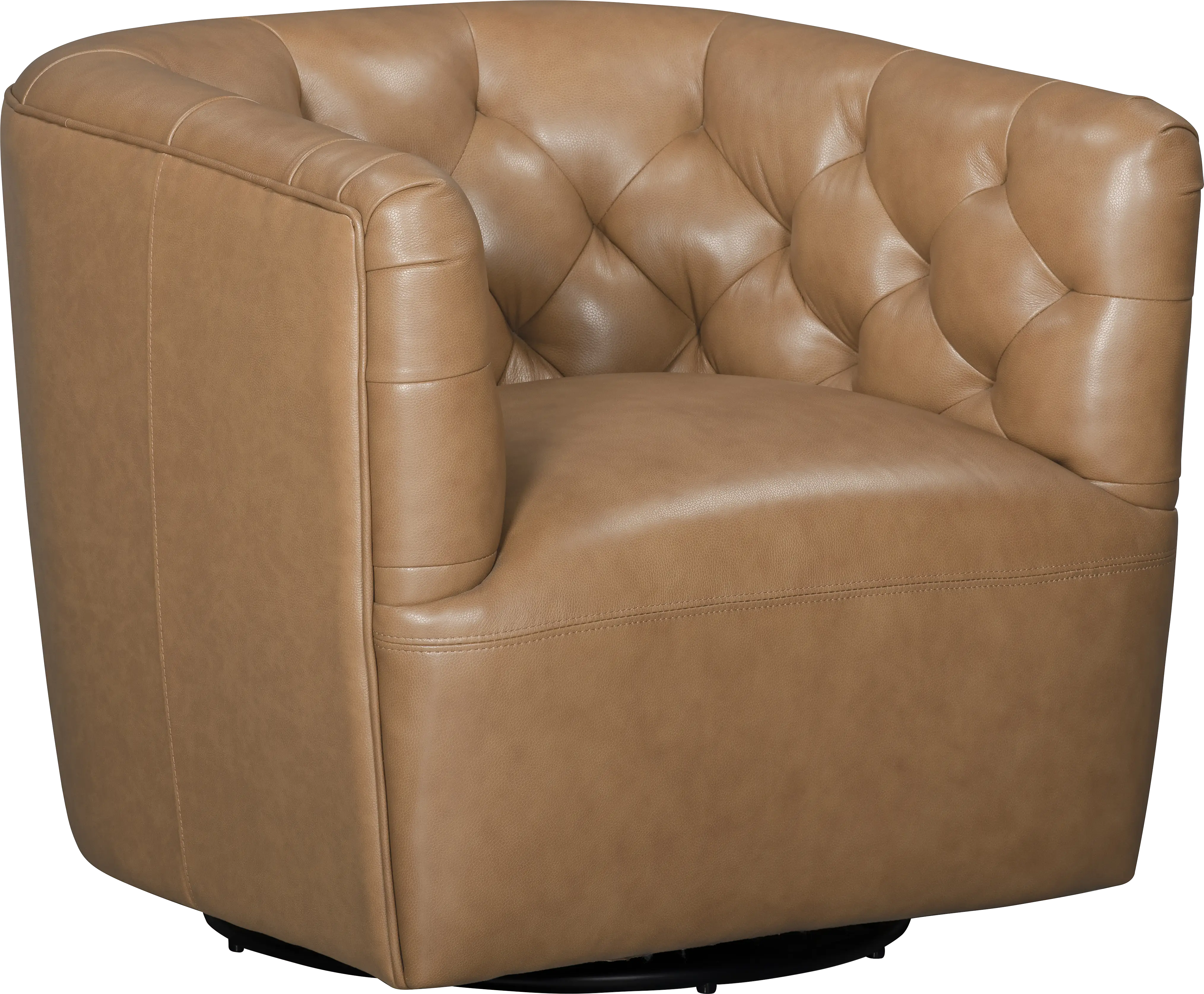 Antonio Camel Leather Swivel Chair - Thumbnail - Image 1
